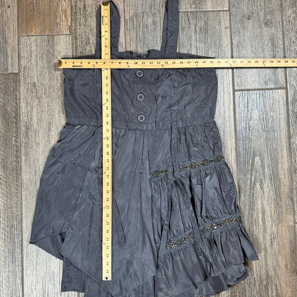 Pretty Angel Dress Womens Large Gray Silk Blend Beaded Ruffle Sleeveless - Picture 6 of 11